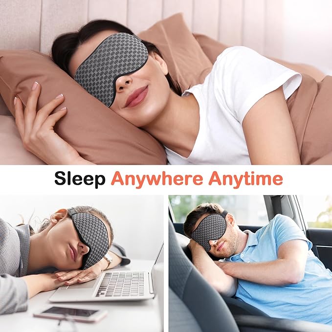 INNELO 3D Contoured Sleep Mask for Side Sleepers, 100% Light Blocking Sleeping Mask for Men & Women, Soft, No Pressure on Eyes, Airplane Blindfold for Travel, Night Eye Cover for Nap, Yoga, Grey