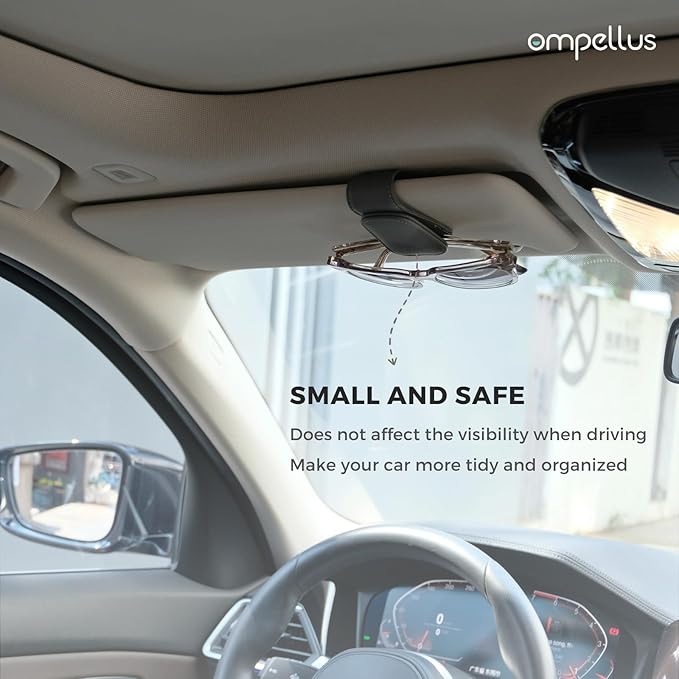 2 Pack Magnetic Leather Sunglass Holder, Eyeglass Hanger Clip for Car Sun Visor, Suitable for Different Size Eyeglasses (White, 2 Pack)