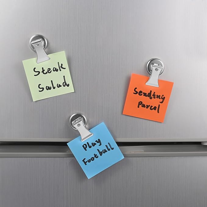 6 pcs Magnetic Clips for Refrigerator & Whiteboard, Heavy-Duty Stainless Steel Magnet Clips, 32mm Fridge Magnets Memo Note Clips, Suitable for Office and Kitchen