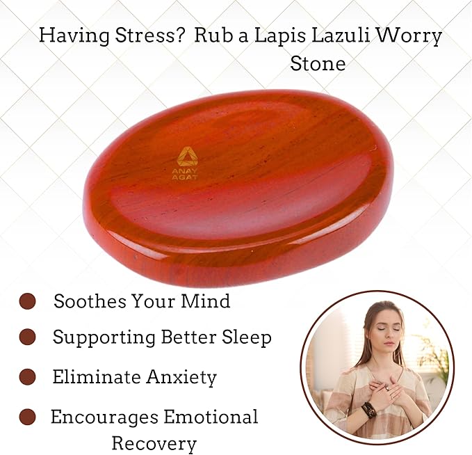 Red Jasper Worry Stone – Crystal Thumb Worry Stones for Anxiety, Stress – Relaxing and Soothing Balance Stones for Meditation, Stress Relief – Healing Stones and Crystals for Men and Women