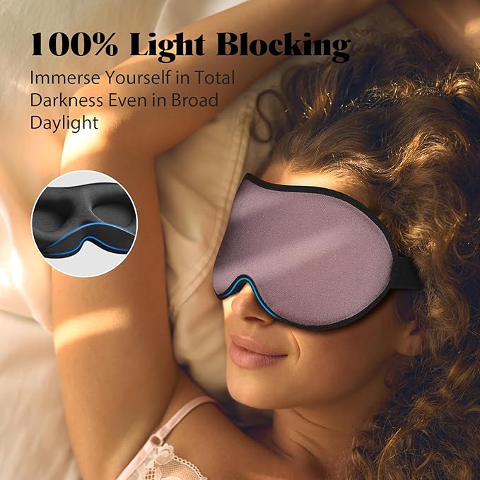 MABAO Weighted Eye Mask for Sleeping, Blackout 3D Contoured Sleep Mask with Adjustable Strap for Women Men, Memory Foam Gentle Pressure Relief Comfort Eye Cover Blindfold for Insomnia & Travel - Brown