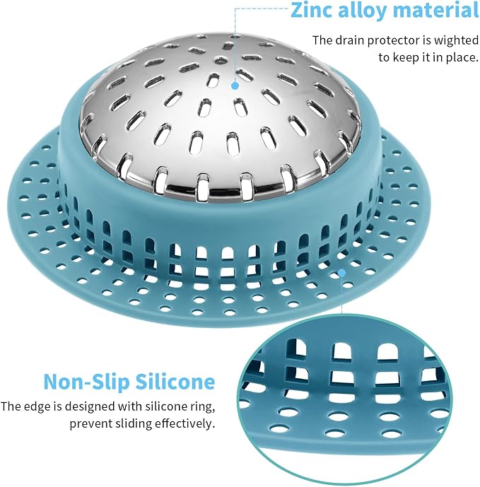 Aluvor Shower Drain Hair Catcher, Shower Drain Cover, Bathtub Drain Hair Catcher for Pop-Up & Regular Drains