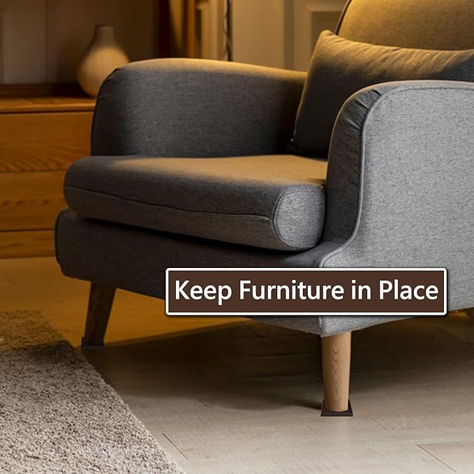 4x4 Square Rubber Furniture Caster Cups, Anti-Sliding Furniture Pads Bed Stopper Floor Protectors with Grip - Protect Any Flooring