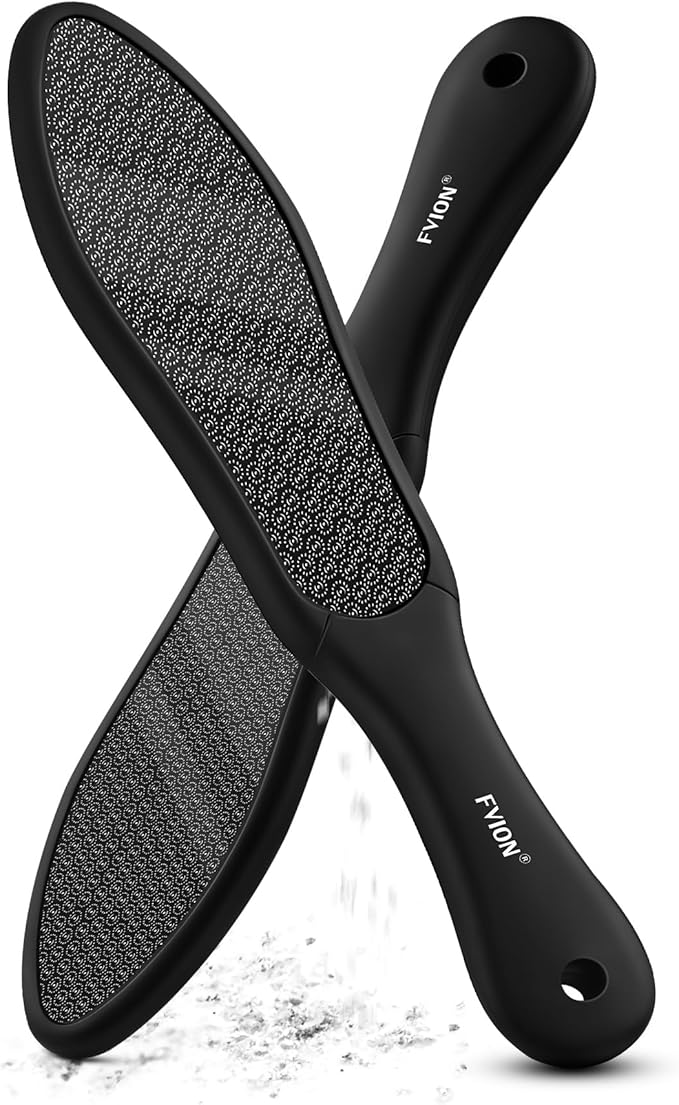 FVION Double-Sided Nano Glass Foot File for Callus Remover - Highly Effective Hard and Dead Skin Remover for Cracked Heels and Dry Skin (Black)