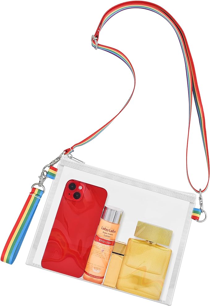 Bagenius Clear Bag for Stadium Events, Clear Purse with Detachable Strap, Sports fan Handbag Purses for Game Day and Concert