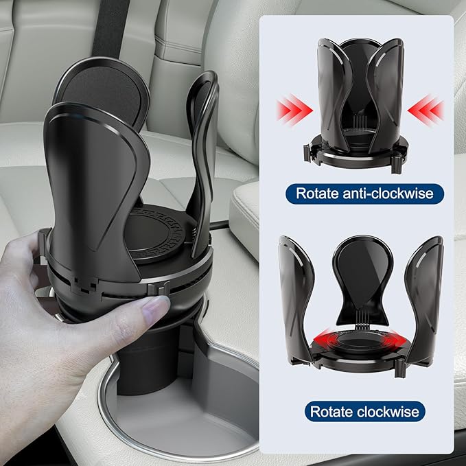 2Pack Car Cup Holder Expander, Cup Holder Extender Adapter with Expandable Arm and Adjustable Base, Compatible with Yeti Ramblers, Hydro Flasks, Stanley, Owala Most Coffee Mugs Bottles & Cups