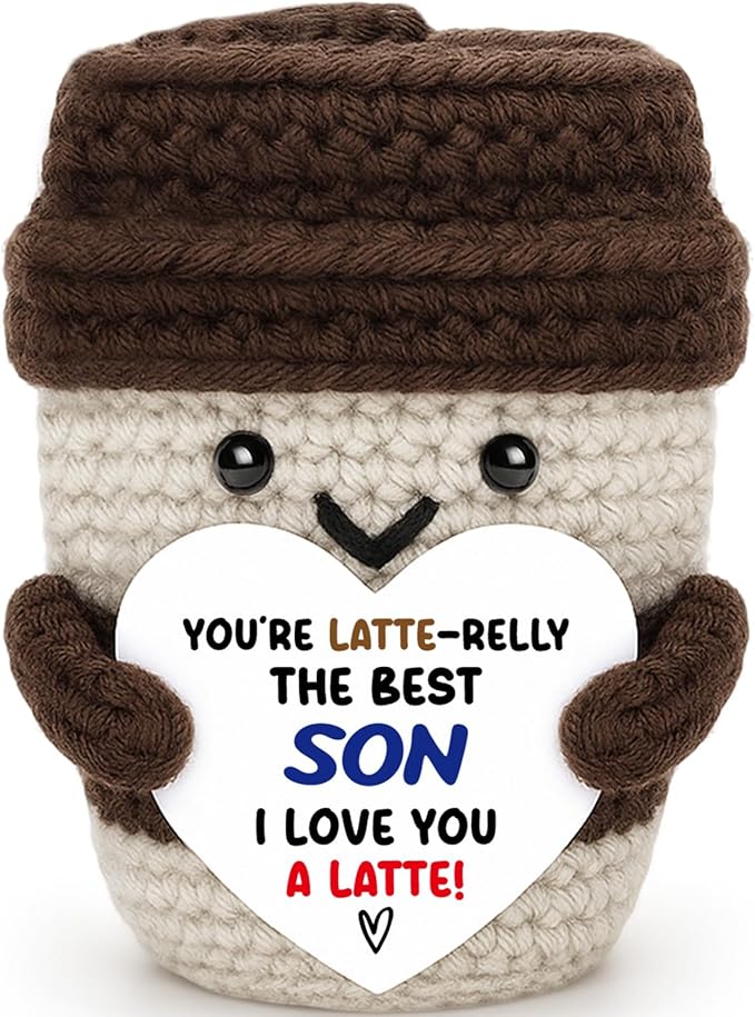 Agantree art Son Gifts from Mom Dad Birthday Gifts Fathers Day for Son Boys Adults I Love You A Latte Coffee Mug Graduation Fathers Day Handmade Crochet Positive Ideas College Desk Home Decoration
