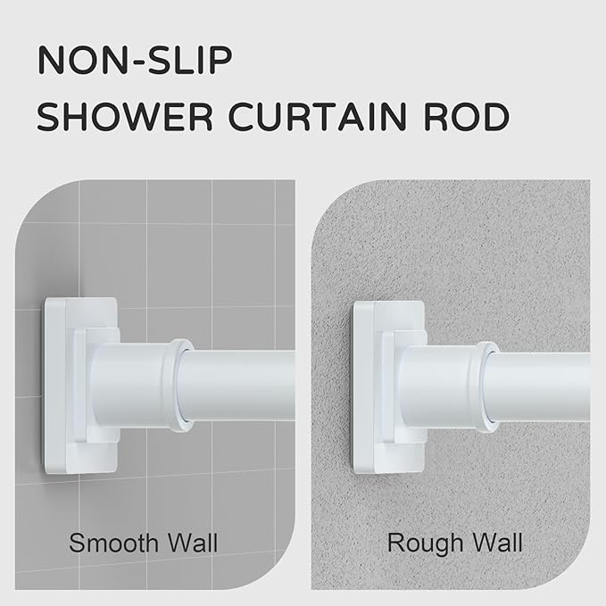 UIOSANRT White Shower Curtain Rod 31-79 Inches Non-Slip Shower Rod Tension Mounted No Drill Shower Curtain Rods Spring Tension Rod Adjustable Tension Curtain Rod for Windows Bathroom