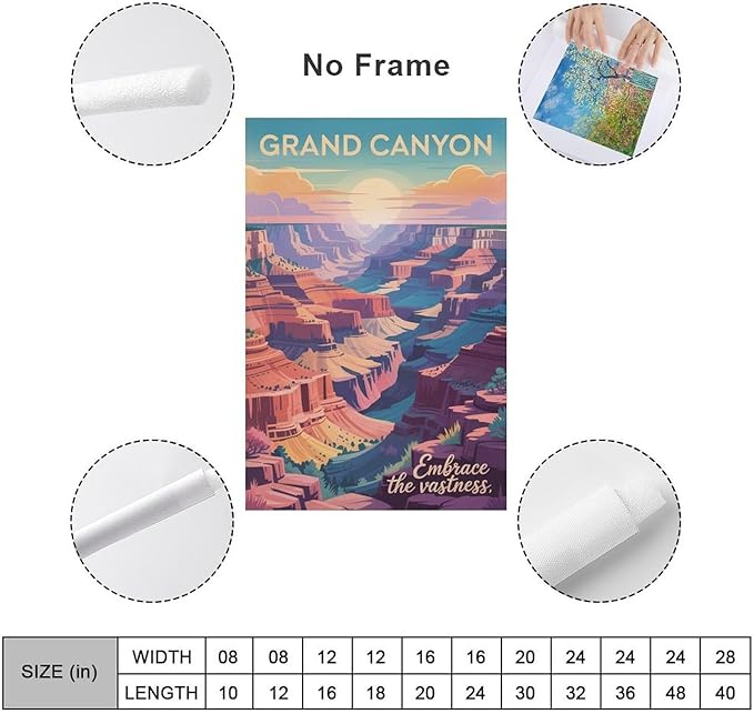 Motivational Canvas Grand Canyon Inspirational Poster Embrace The Vastness for Meditation Living Room Creative Studio Décor Canvas Poster Unframe-style 08x12inch(20x30cm)