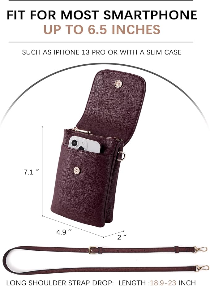 BOSTANTEN Vegan Leather Small Crossbody Bags for Women Designer Cell Phone Bag Wallet Purses Adjustable Strap