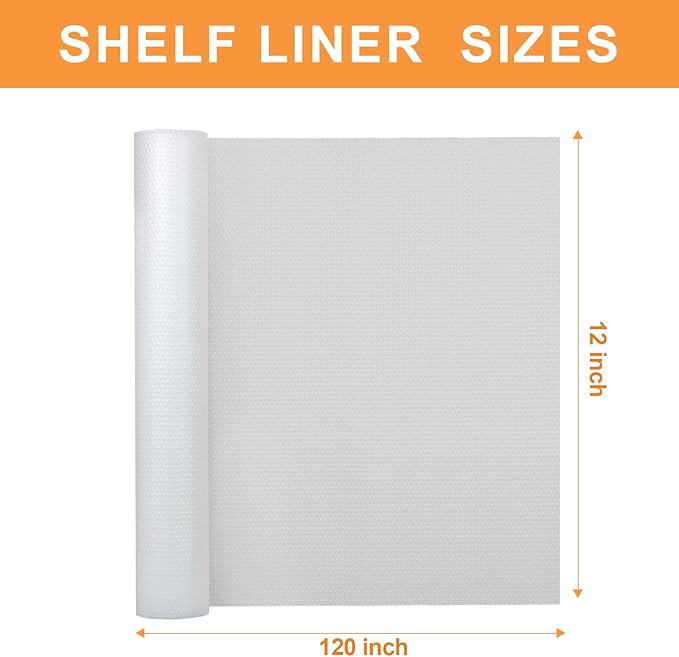 FLPMlX Clear Cabinet Shelf Liners: Waterproof Kitchen Drawer Liner 12"x 120" - Easy to Cut Non-Adhesive Bathroom Cupboard Mat for Pantry Shelves Refrigerator Translucent