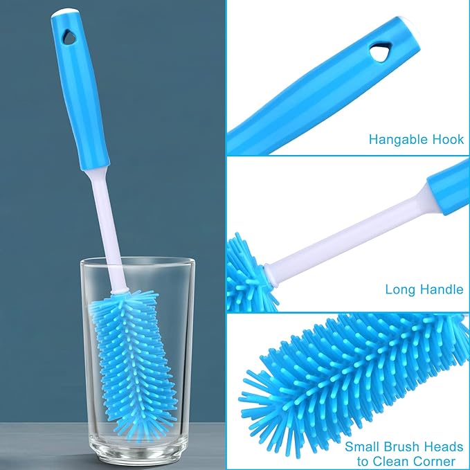 XANGNIER 3 Pack Water Bottle Cleaner Brush Kit-Cleaning Set for Sports Water Bottle, Baby Bottles, Tumbler Cup Bottle Cleaner Brush