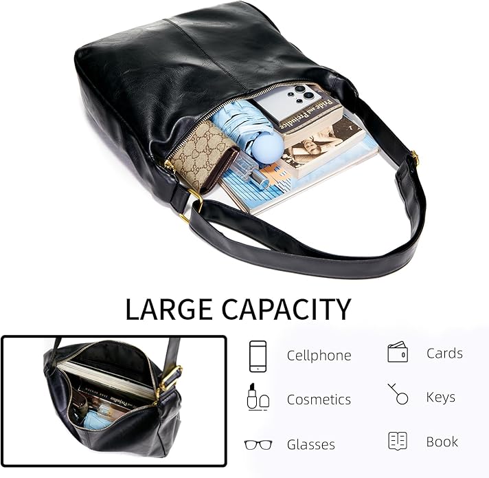 celestina Hobo Bags for Women, Ultra Soft Foldable Vegan Leather Shoulder Handbag, Stylish Slouchy Tote Purses