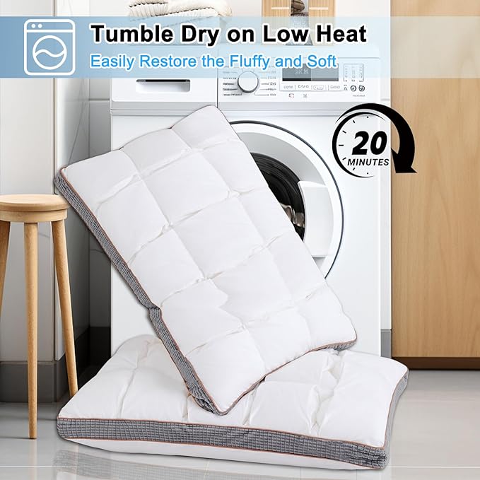 YOUR MOON Soft Pillow Queen for Sleeping, Super Soft Support Down Alternative Pillow, 100% Cotton Shell Luxury Comfy Fluffy Bed Pillows for Sleep(White)