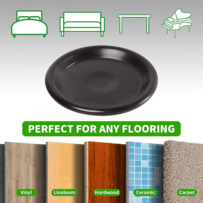 1 5/8" Round Carpet Bottom Furniture Caster Cups, Reusable Furniture Sliders for Hardwood Floors, Felt Furniture Pads Coasters to Protect Tile or Laminate Floors from Scratches, Brown/Gray (24 Pack)