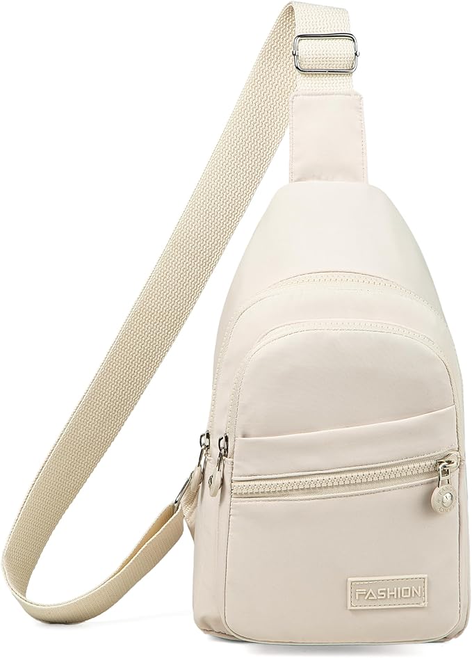 Banelu Sling Bag Small Crossbody Bags for Women Men, Cross Body Bag Sling Backpack for Outdoors Sports Hiking - Beige