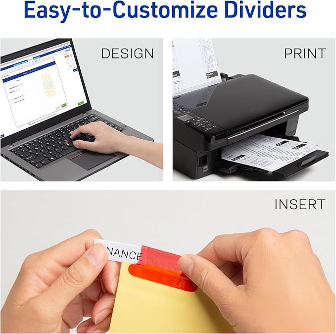 Avery Insertable Dividers for 3 Ring Binders, 8 Tabs per Set, Multicolor Big Tabs, Buff Paper with Gold-Reinforced Holes, Great for Organizing Reports, Projects, and More (11111)