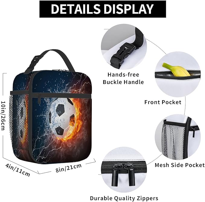 Pardick Club Football Tote Lunch Box Insulated Lunch Bag Tote Cooler Freezable Meal Prep Bag Waterproof Leakproof Cooler Lunch Container For Picnic Office