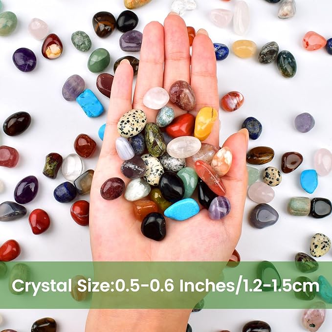Polished Multicolor Healing Crystal Stone Set, 72 Pcs, 0.5" Handpicked Tumbled Stones for Healing, Reiki, Meditation, Crafting, Home Decor, Ethically Sourced, Multicolor