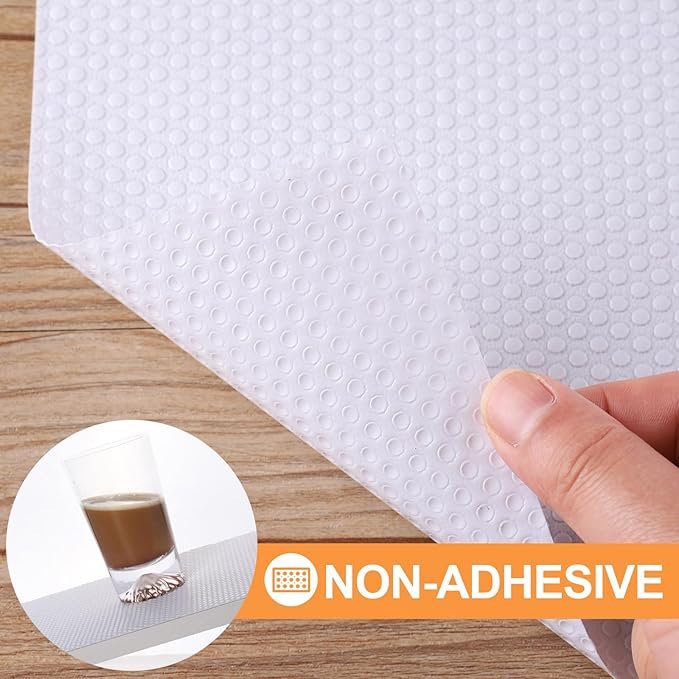 FLPMIX White Shelf Liner for Kitchen Cabinets 12 inch Wide - Easy to Cut Drawer Mat 12" x 120 Inch - Waterproof Non-Adhesive Pantry Cabinet Liner