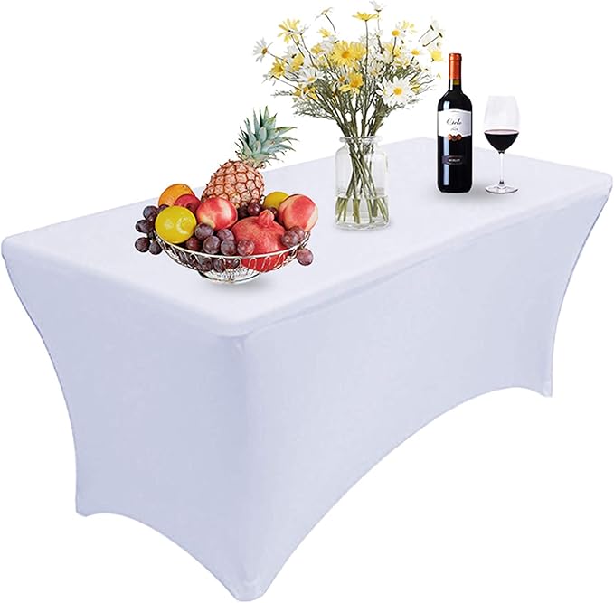 RELIANCER 1 Pack Stretch Spandex Table Covers for Rectangular Tables, 4FT Elastic Fitted Tablecloth, Universal Rectangular Table Cloth Protector for Outdoor Party, Wedding, Bar, Birthday, Banquet, Events