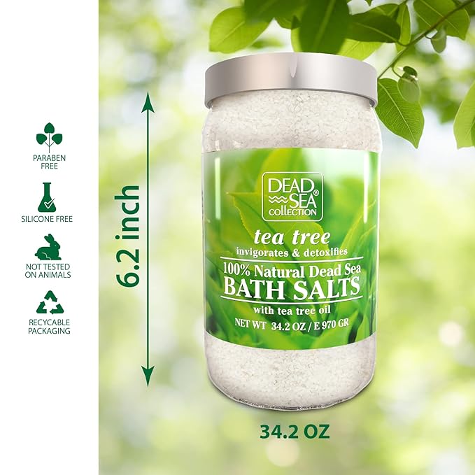 Dead Sea Collection Bath Salts with Tea Tree – Pure Dead Sea Salt and Tea Tree Oil - Nourishing Soothing and Relaxing Skin and Muscle – 34.2 Oz