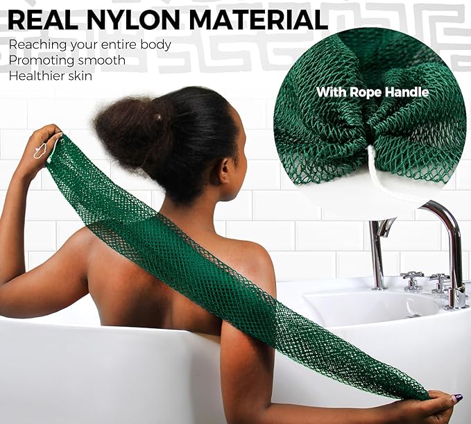 Afro Scrubber African Net Sponge - 2 Pieces Authentic African Wash Cloths - Exfoliating Body Sponges for Showering Forest & BabyPink - Back Scrub Exfoliator Shower Loofah for Body Bath Accessories