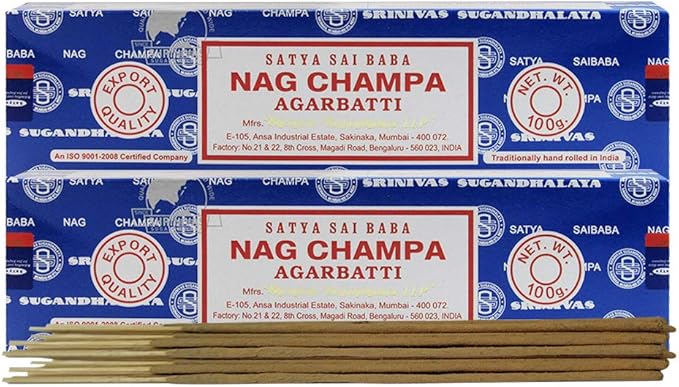 TRUMIRI Incense Stick Holder Bundle with Satya Sai Baba Nagchampa 100g Incense Sticks - Pack of 2 (Approx 200 Sticks)