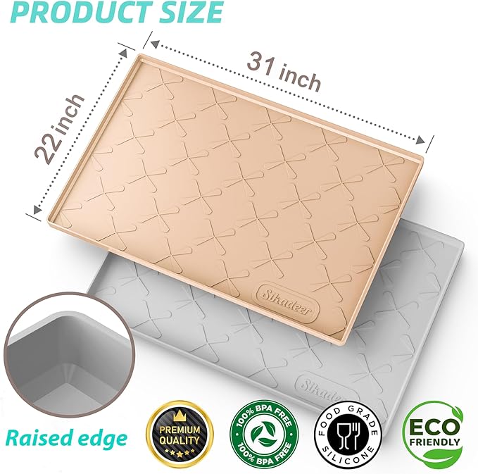 SIKADEER 31" x 22" Under Sink Mat Waterproof, Silicone Mat Kitchen Drawer Shelf and Cabinet Liner, Sink Protector for Kitchen Organizers and Storage, Boot Tray Pet Food Mats