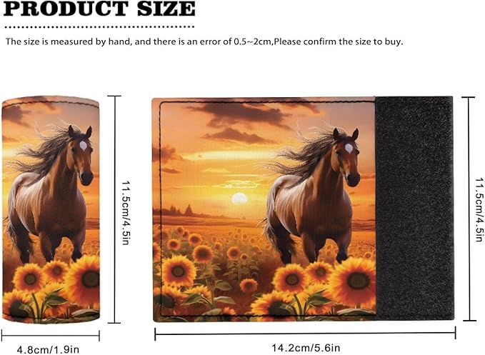 KUIFORTI Horse Set of 2 Pcs Luggage Handle Wraps Set Sunflower Suitcase Protective Handle Cover Soft Luggage Identifiers Multipurpose Door Handle Protection Sleeves Cover