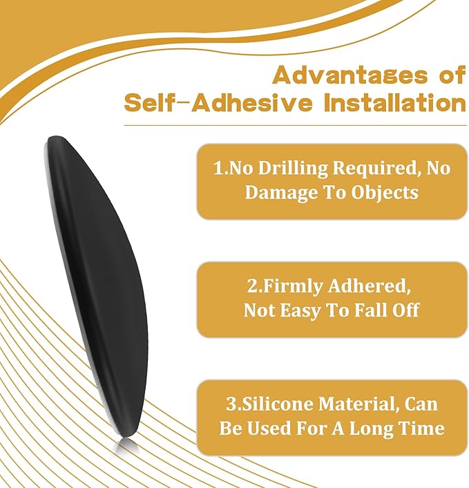 JULBEAR Door Stopper Wall Protector, Door Knob Stoppers with Strong Back Adhesive, Quiet, Shock Absorbent Silicone, Door Handle Bumpers Wall Surfaces Protector (12, Black)