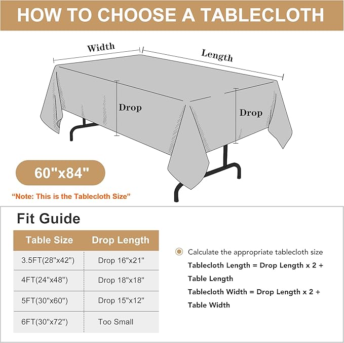 sancua Black Tablecloth for 4 Foot Rectangle Tables - Rectangular 60x84 Inch Washable Polyester Fabric Table Cloth, Reusable Decorative Table Cover for Dining Wedding Party Birthday Banquet Reception