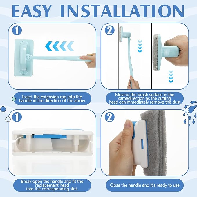 Chengu 8 Pcs Window Screen Cleaner & Track Cleaning Kit, Detachable Mesh Screen Cleaning Brushes Groove Brushes and Replacement Clean Cloths for Groove, Gaps, Sliding Door Track, Wet Dry Use