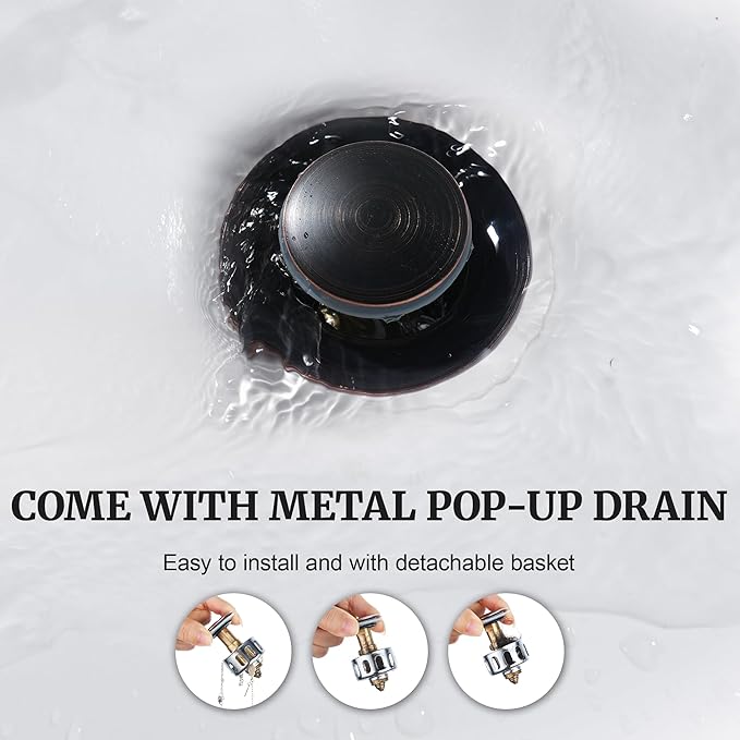 Ultimate Unicorn 8 inch Bathroom Faucet Oil Rubbed Bronze, Waterfall Bathroom Sink Faucet with Metal Pop-up Drain Stopper and 2 Supply Hoses,2 Handle Widespread Faucets for Vanity Sink 3 Holes