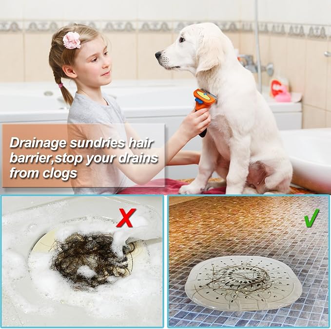 Hair Drain Catcher, Square Drain Cover for Shower, Strong Adhesion Silicone Hair Stopper with Suction Cup, Easy to Install, Suitable for Bathroom, Bathtub, Kitchen, 2 Pack (Jet Black & White)