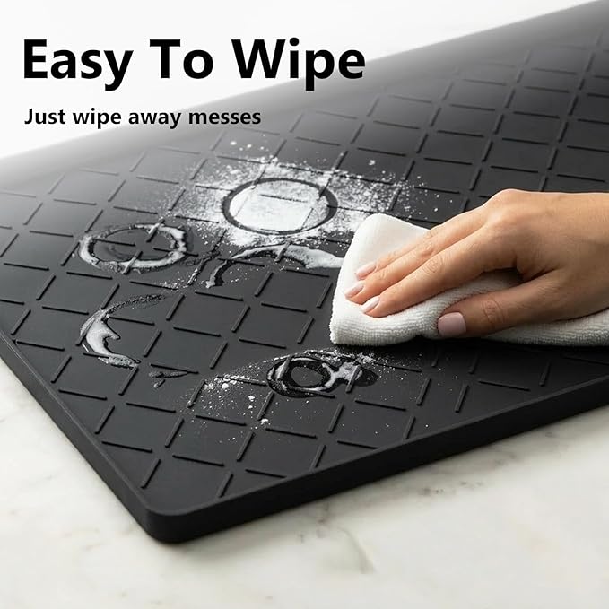 Mateeylife Under Sink Mats for Kitchen Waterproof 22"X19", Undersink Protectors，Silicone Mat Cabinet Liner, Under Sink Organizer for Bathroom and Kitchen，Boot Tray Pet Food Mat, Classic Black