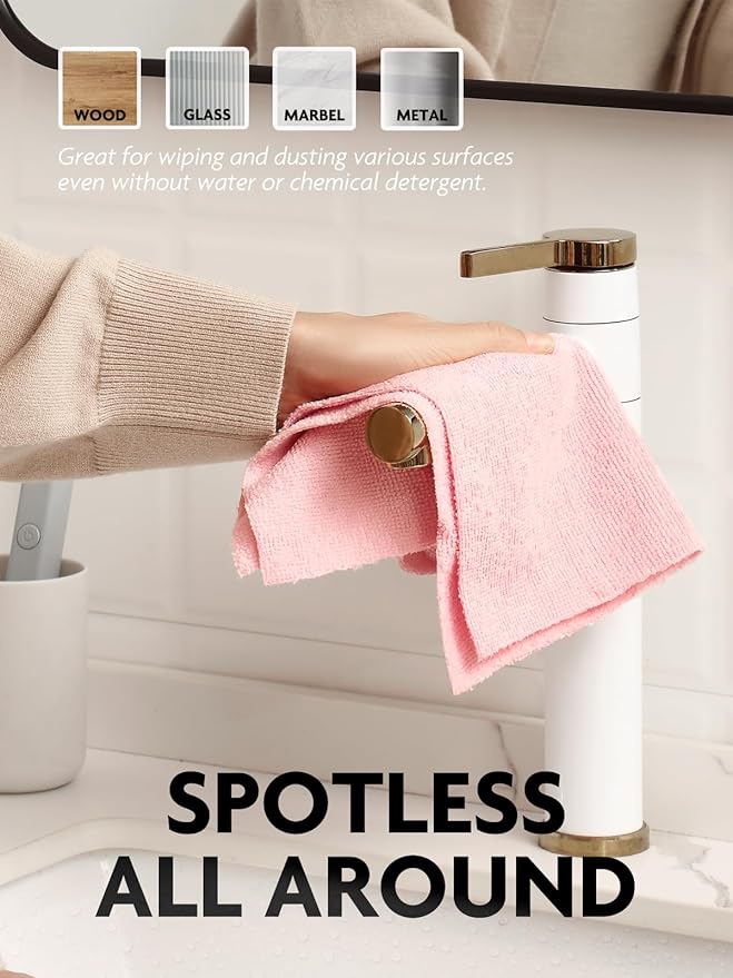 Fantasticlean Microfiber Cleaning Cloth Roll - 150 Pack, Tear Away Microfiber Towels, 12" x 12", Reusable, Washable, Ultra Absorbent Dishcloth for All-Around Cleaning Supplies (2 Rolls of Pink)