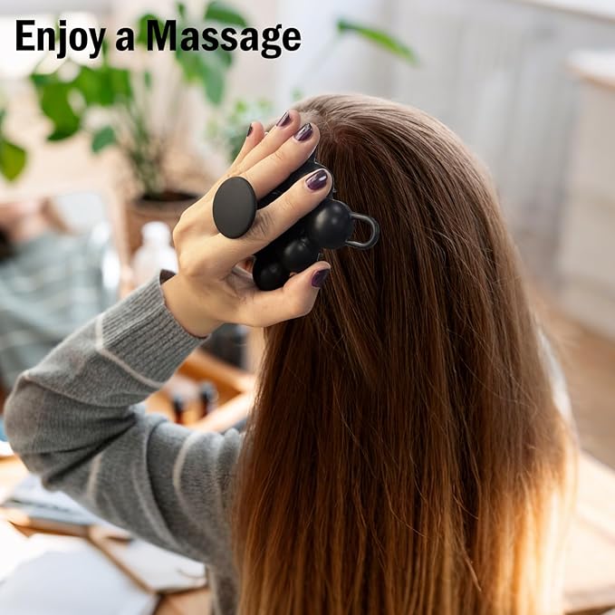 Silicone Scalp Massager Shampoo Brush for Hair Growth, Dandruff Removal & Wet/Dry Care, Hair Scrubber Scalp Stimulator Exfoliator Brush with Soft Bristles for Men & Women, Black