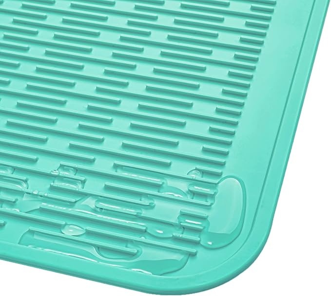 MicoYang Silicone Dish Drying Mat for Multiple Usage,Easy clean,Eco-friendly,Heat-resistant Silicone Mat for Kitchen Counter or Sink,Refrigerator or Drawer Liner Mint XL 18 inches x 16 inches