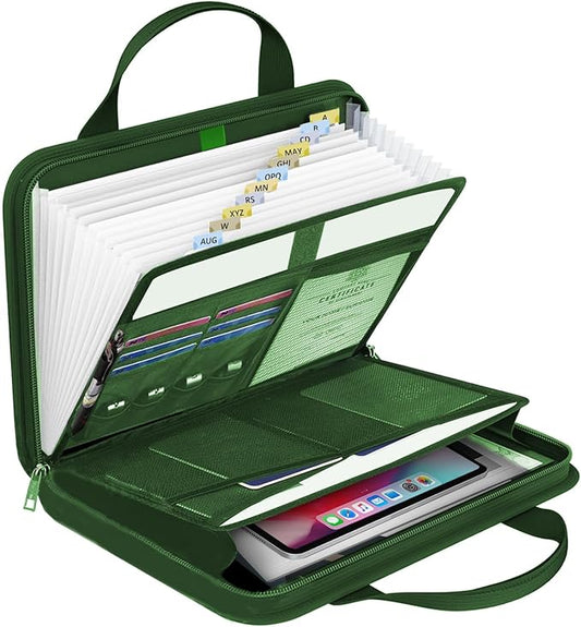 onvvippiv File Organizer Fireproof Expanding Accordion File Folder with Zipper Labels13 Pockets Document Organizer Holder Storage Box Bag for Business Office Receipt Home Travel