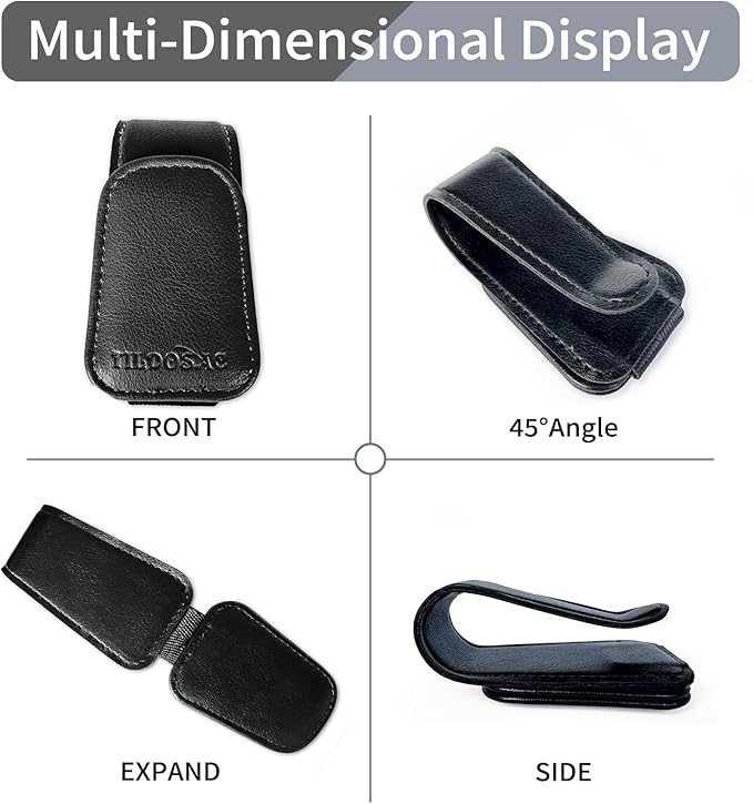 2 Pack Sunglass Holder Organizer Clip for Car Visor (Double Black)