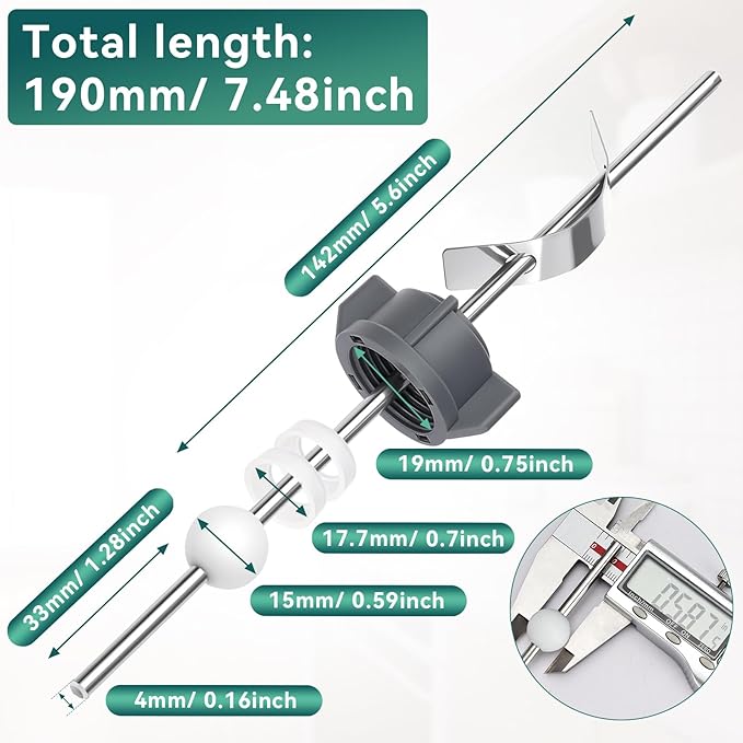 Lavatory Pop Up Center Piece Assembly, Pop-Up Drain Repair Kit, Compatible with Moen, Kohler with 15MM Ball, Long Rod, Bathroom Sink Pivot Rod Replacement Parts