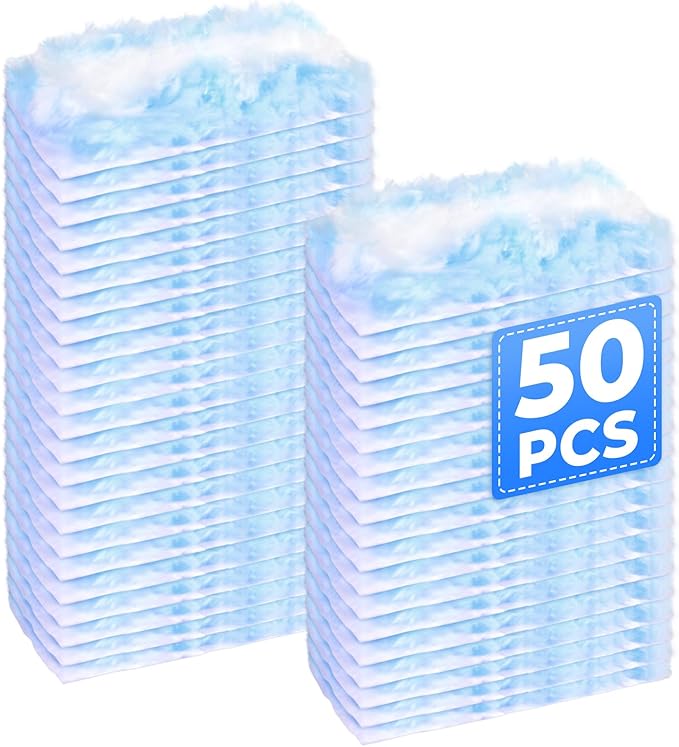 50 Pack Duster Refills Compatible with Swiffer, Disposable Microfiber Replacement Heads for Multi-Surface Cleaning on Blinds, Furniture & Fans, Blue (No Handle)