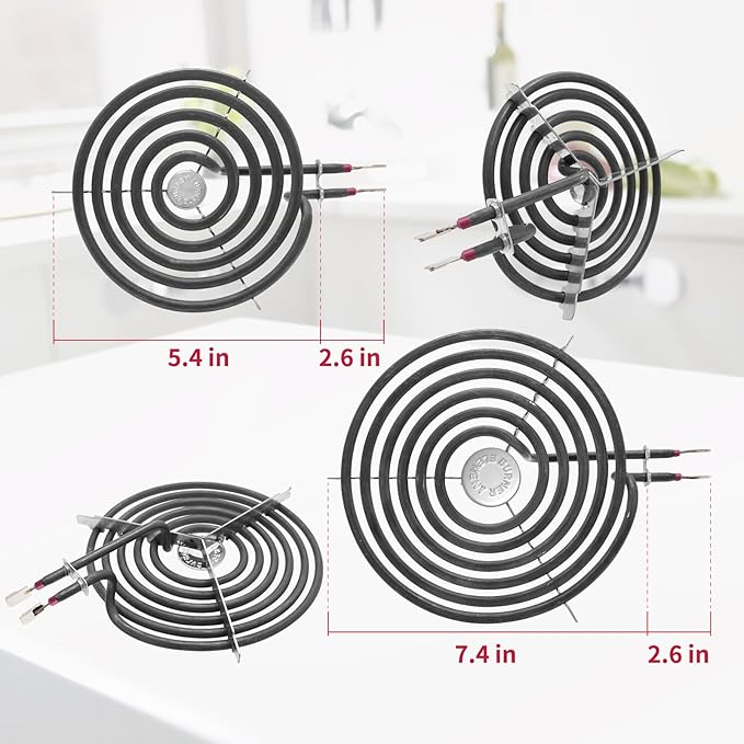 WB30M1 and WB30M2 GE Hotpoint Electric Stove Burner Replacement Element, Perfectly Fit GE Hotpoint Electric Range Stove Top-Includes 2 * 8'' and 2 * 6''