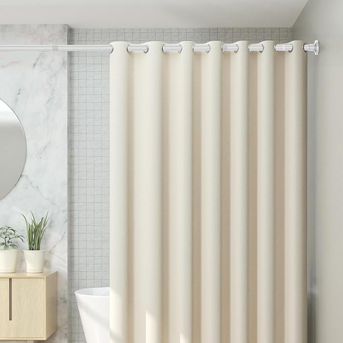 CorkLatta White Shower Curtain Rod 31 to 80 Inch,1 Inch Diameter Adjustable Spring Tension Stainless Steel Telescoping Rod,Easy Install,No Rust