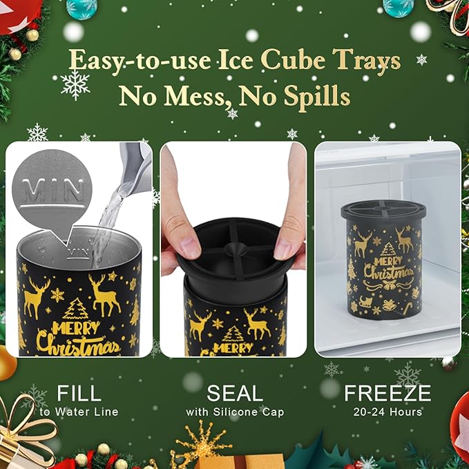 Clear Ice Cube Maker with Whiskey Glasses & Luxury Box - 2.5" Ball - Crystal Clear Ball Ice Cube Tray for Whiskey, Perfect Christmas/Bourbon Gifts for Mens/Dad/Husband/Him/Grandpa