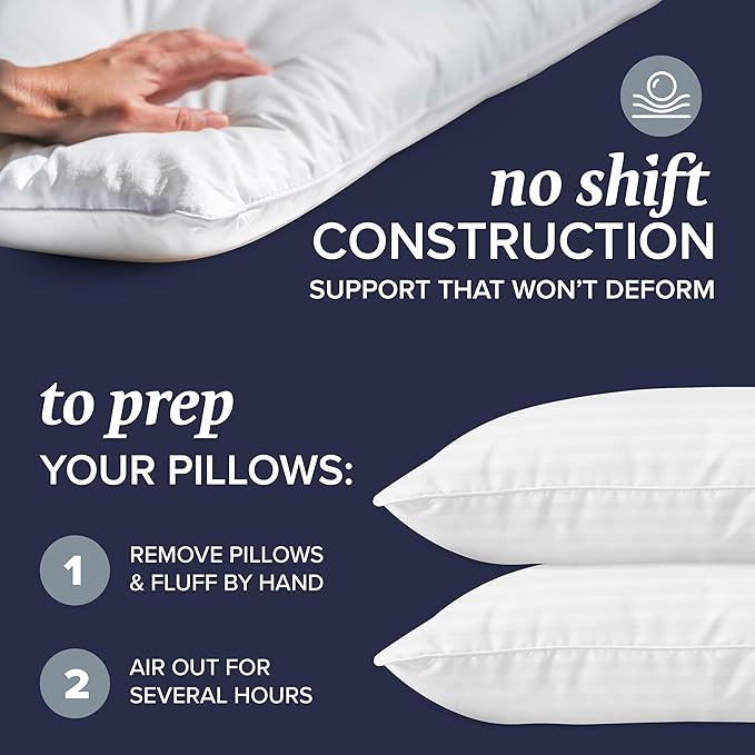 Beckham Hotel Collection Bed Pillows King Size Set of 2 - Down Alternative Pillow for Back, Stomach or Side Sleepers