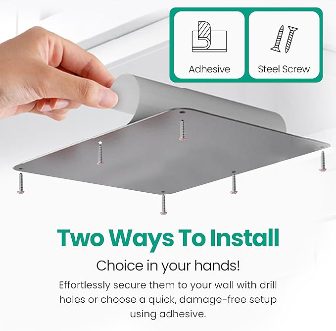 17.5inchX11.5inch Large Stainless Steel Plate for Magnets, 3M Adhesive Back, Mounting Screws, Ideal for Magnetic Shelf, Spice Holders, Colorful Magnets as a Gift. Mount Anywhere! (Silver, 1 Pack)