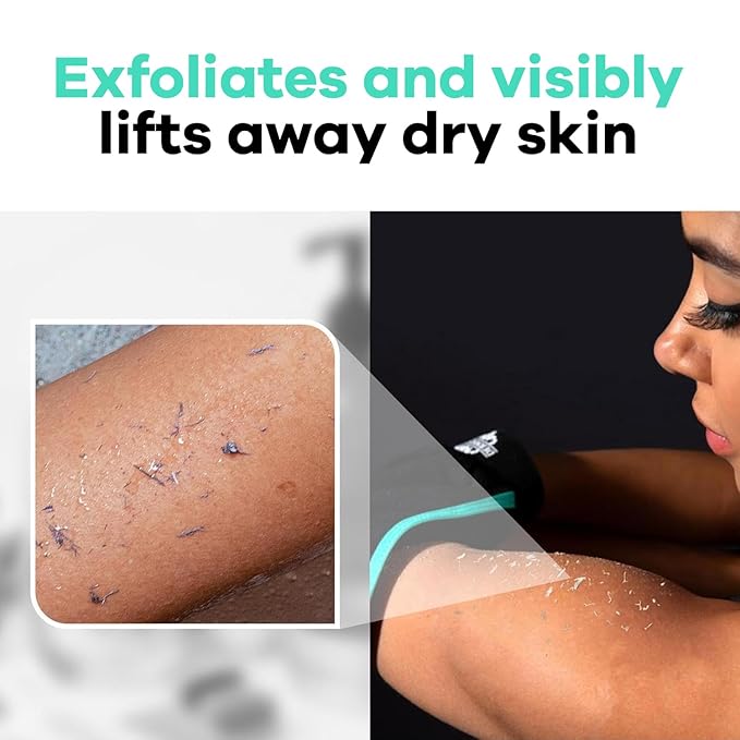 Dermasuri - Deep Exfoliating Glove - Korean Exfoliating Mitt - Reusable Body Scrubber for Shower - Buffs Dry Dead Skin - Keratosis Pilaris Treatment Scrub - Stocking Stuffer Gifts for Women & Men - XL