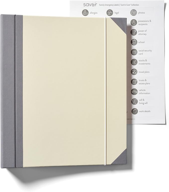 The Folio® Important Document Organizer by Savor |Binder with Guided Labels, Acid-Free File Folder with 10 Pockets for Home, Legal, Medical Papers | Mother’s Day Gift for Moms, Records Storage (Slate)